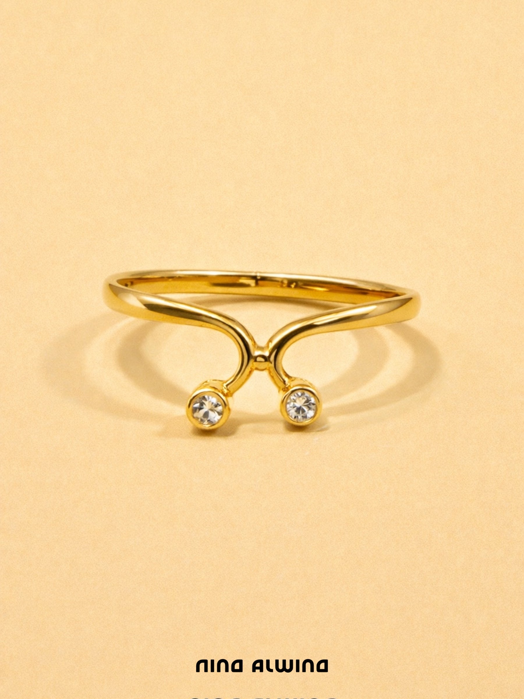 #576 14k Ring mit 2 Diamanten - RG 52