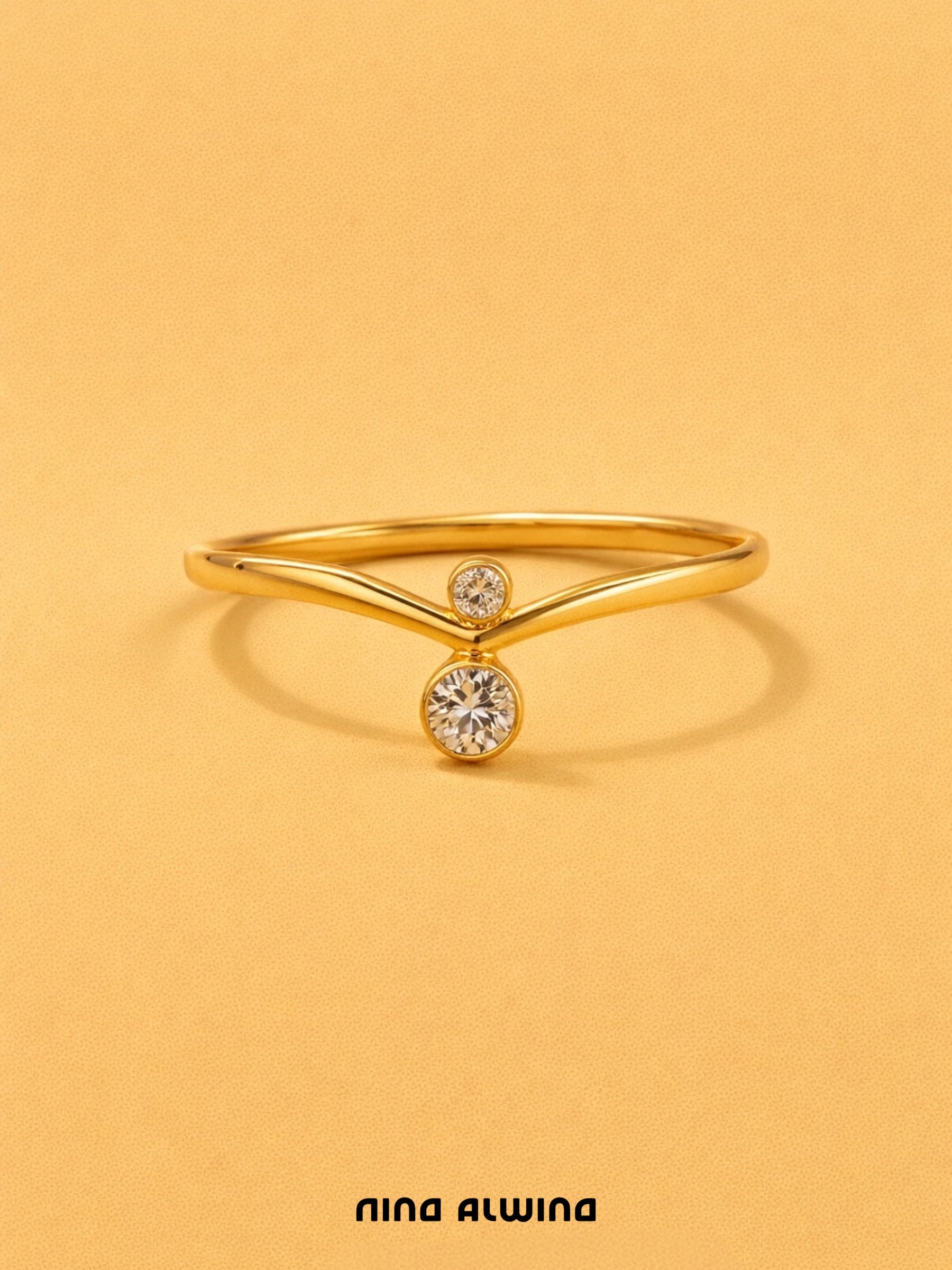 #577 14k Ring mit 2 Diamanten - RG 60