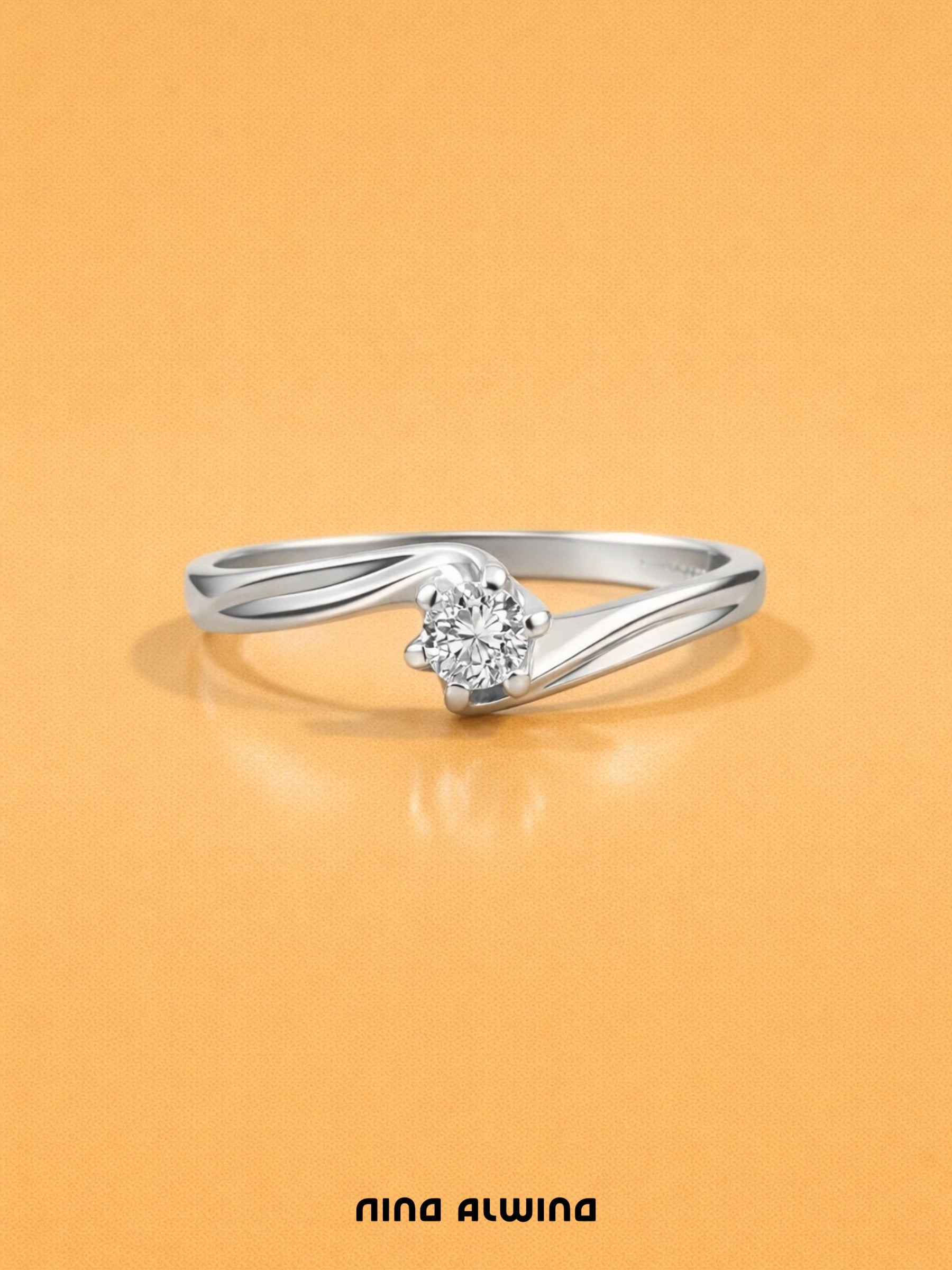 #584 14k Ring Weißgold mit Diamant - RG 54