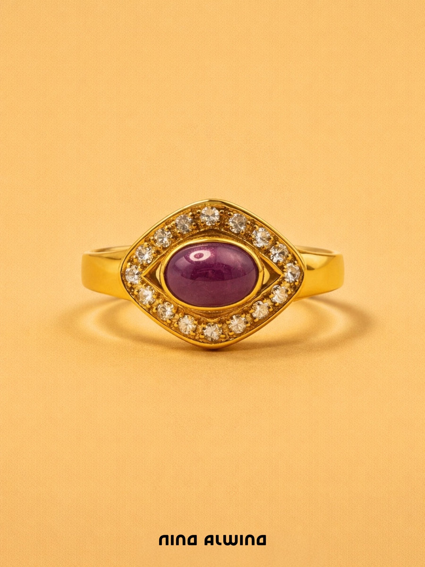 #588 14k Ring mit Rubin & 16 Diamanten -RG 57