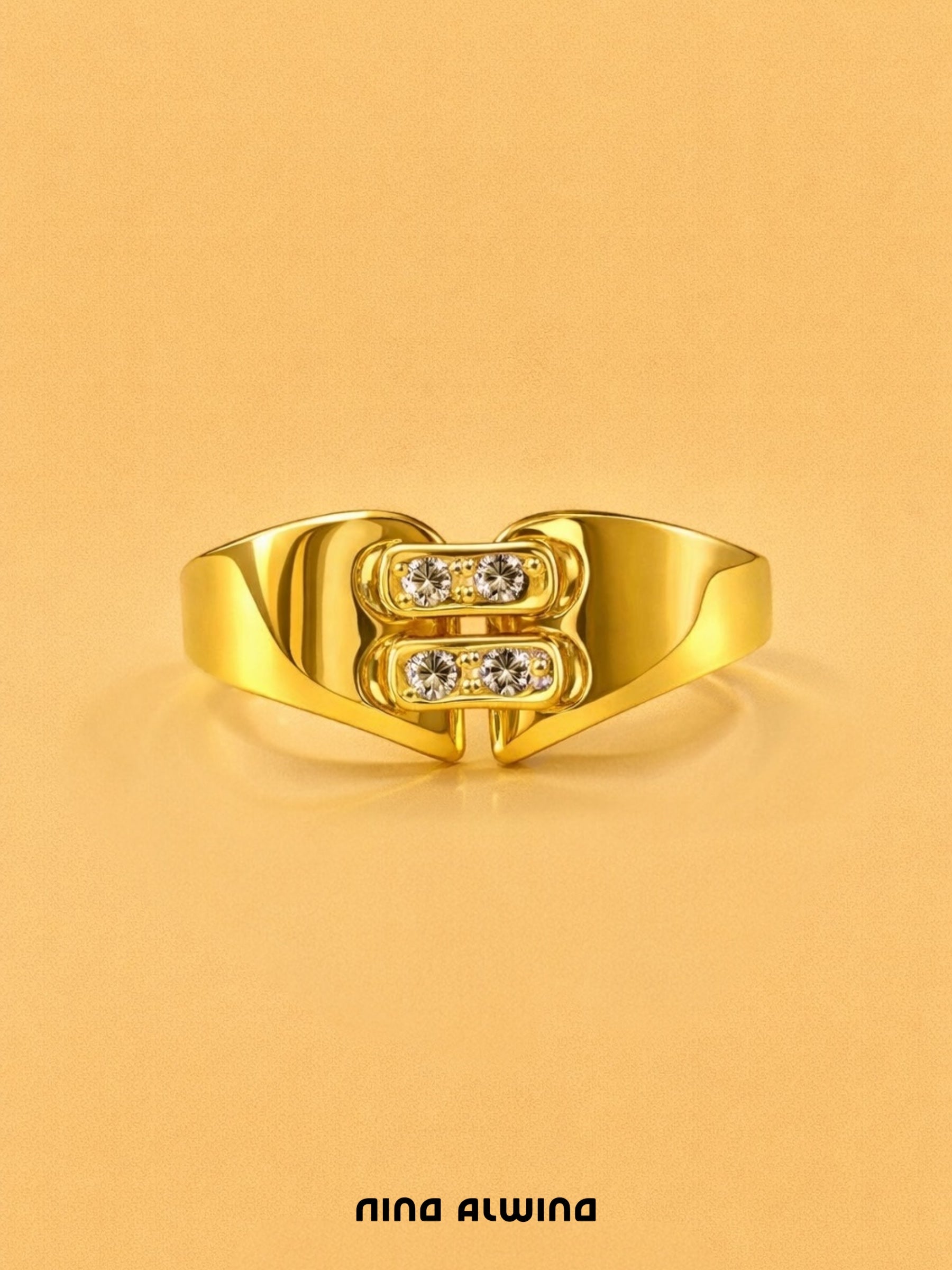 #622 Massiver 8k Ring mit 4 Diamanten - RG 52