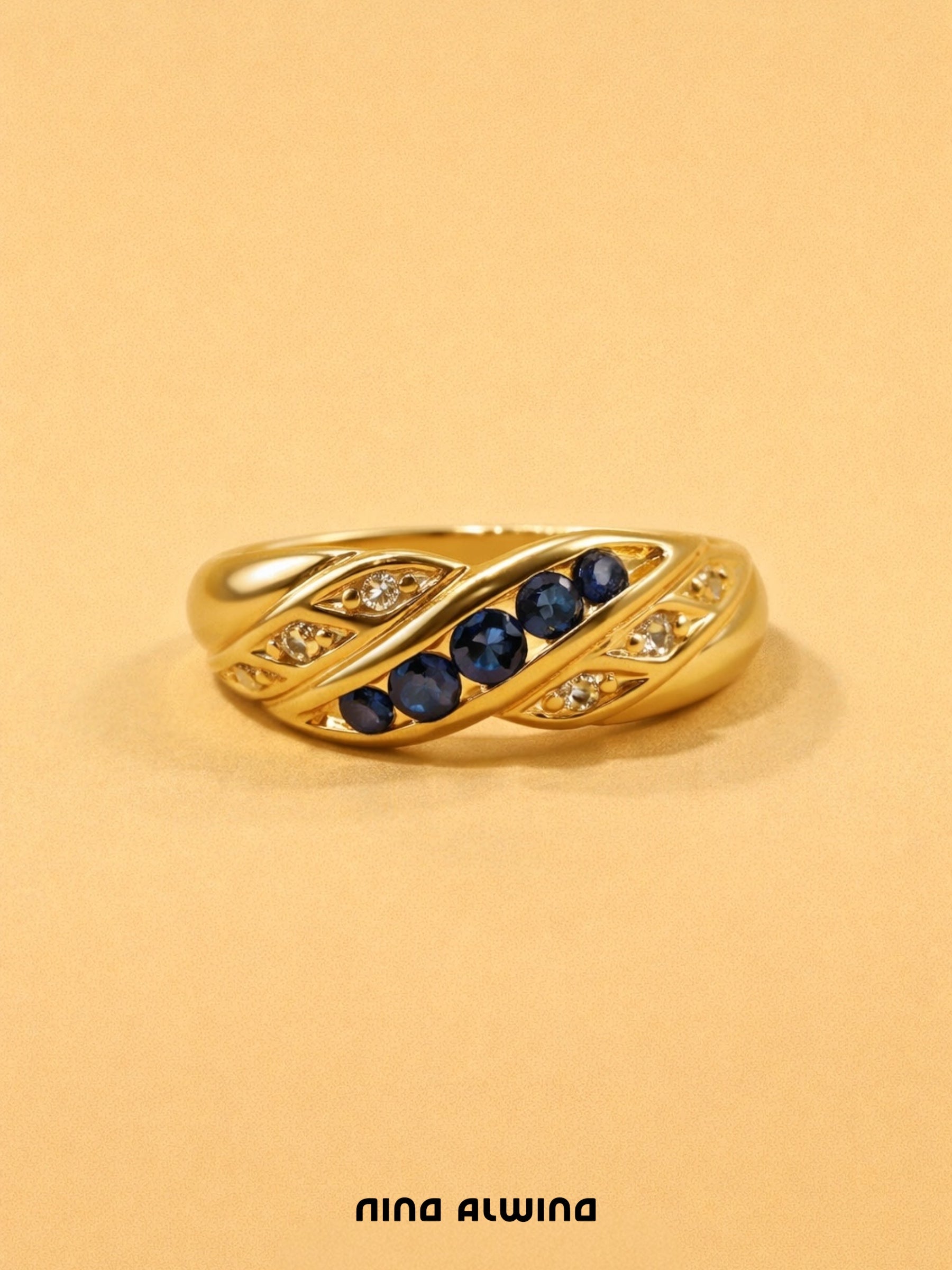 #624 14k Ring mit Saphir & Diamanten - RG 54