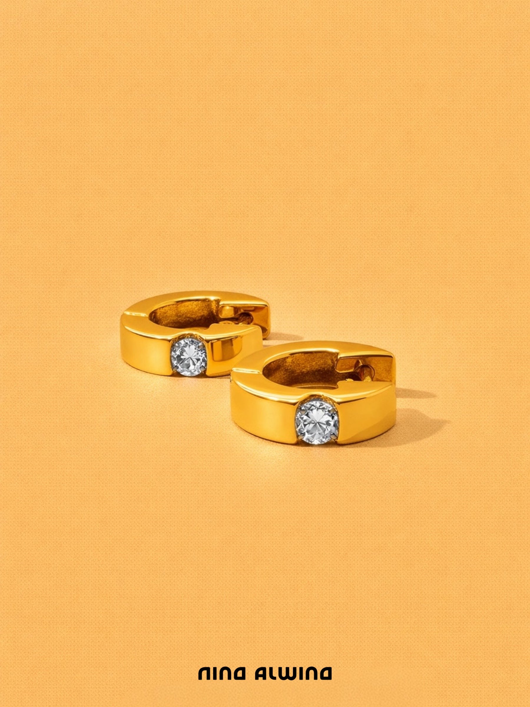 #632 Massive 8k Creolen mit Zirkon - 1cm