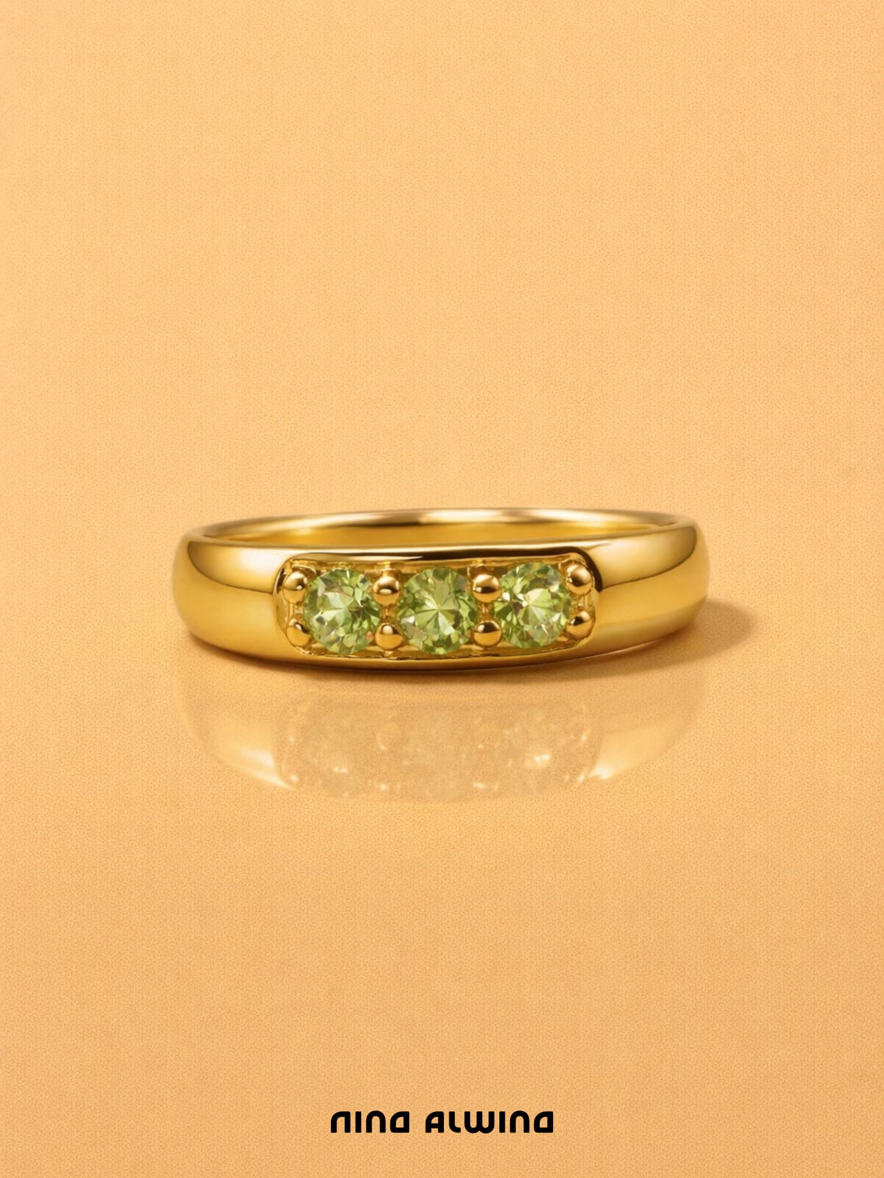 #644 Massiver 9k Ring mit Peridot - RG 56