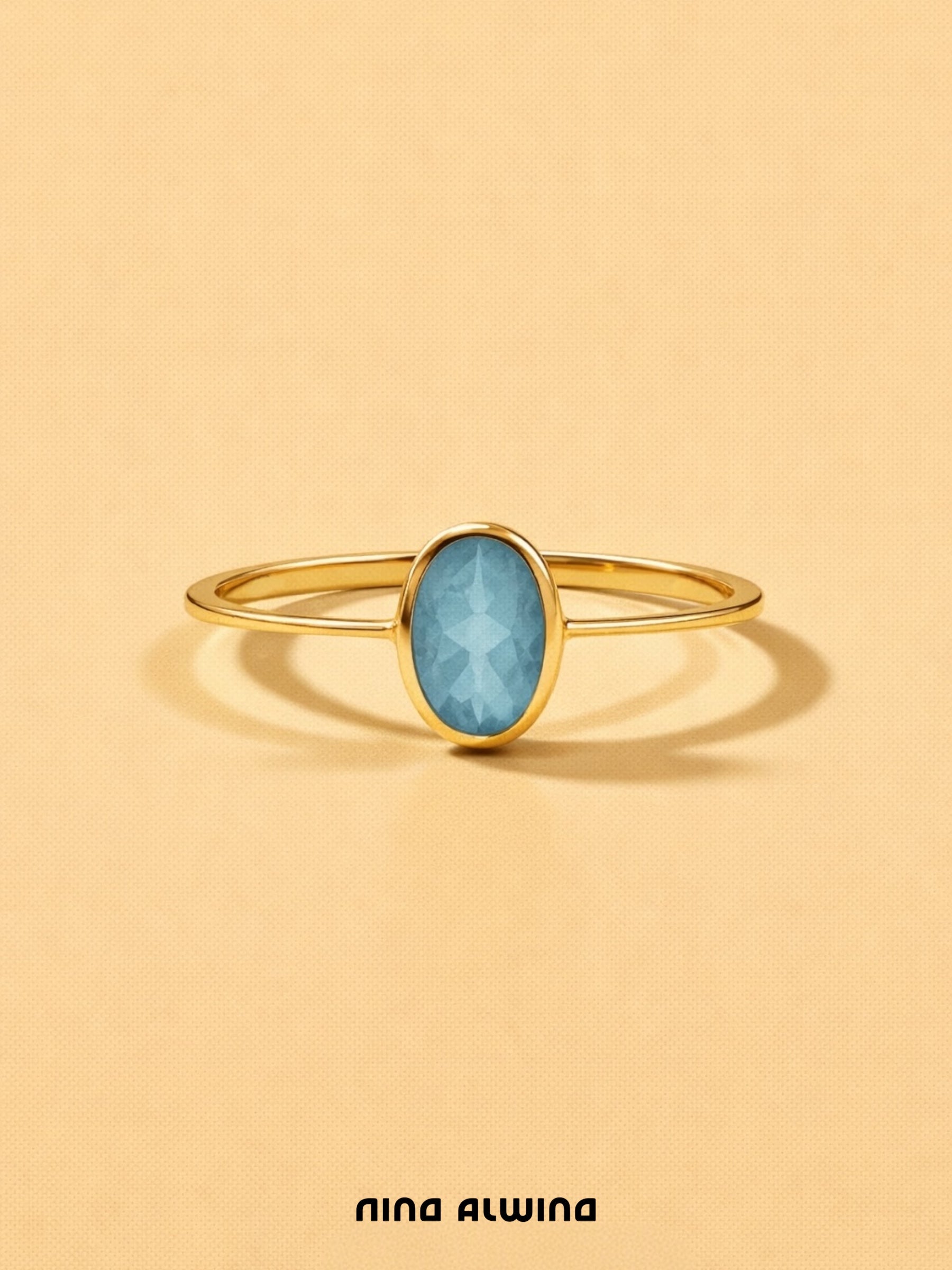 #677 14k Ring mit Blautopas - RG 54.5