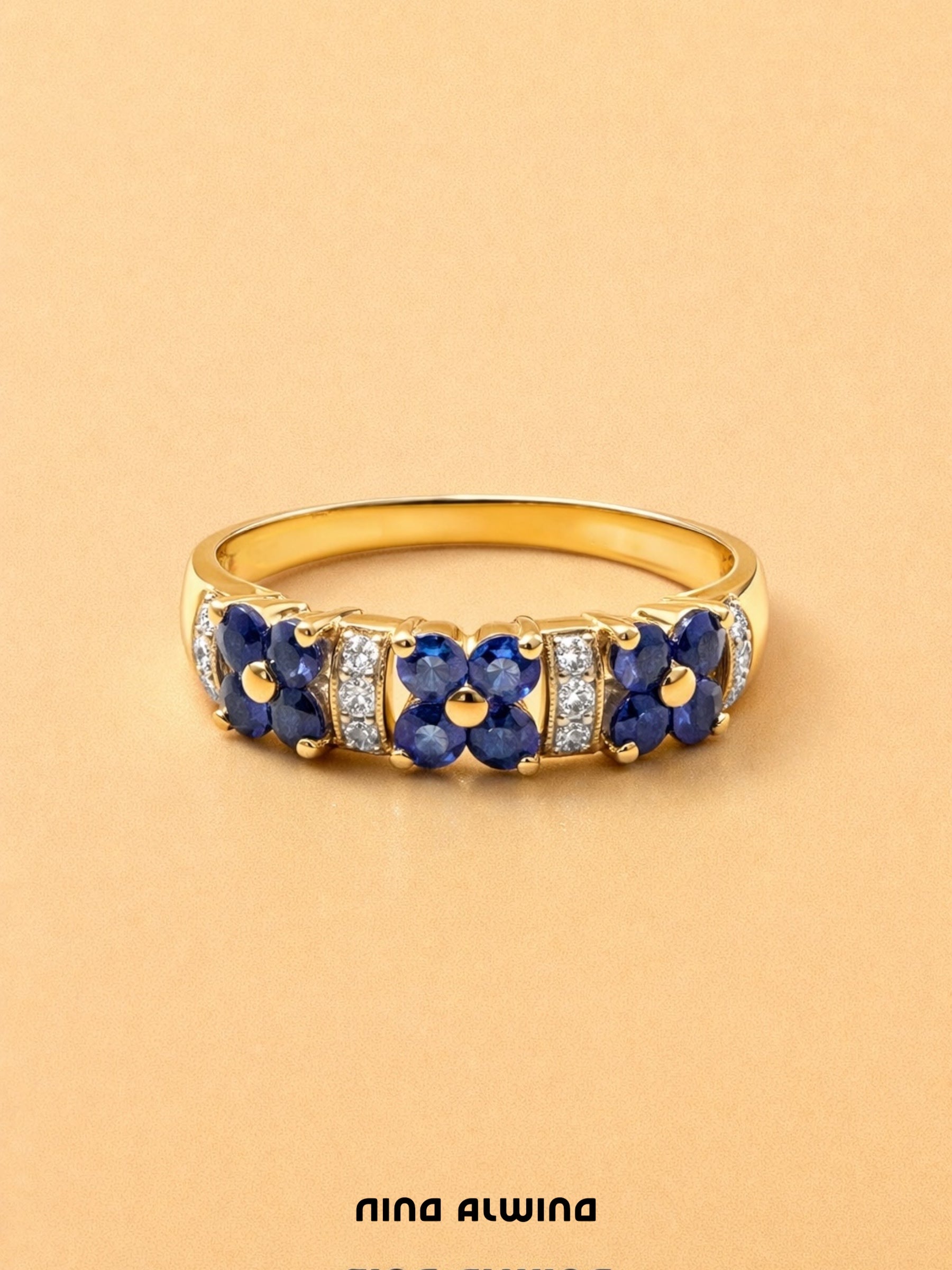 #672 14k Ring mit 12 Saphiren & 12 Diamanten - RG 58