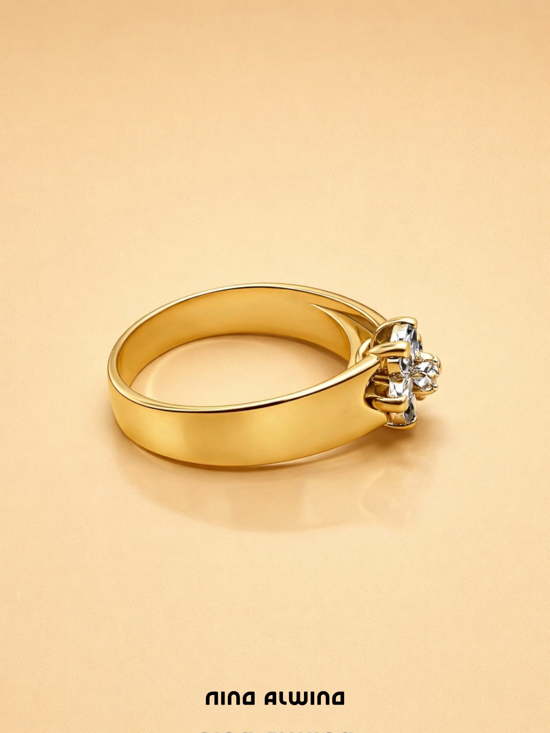 #665 Massiver 14k Ring mit 6 Saphiren & Diamant - RG 51