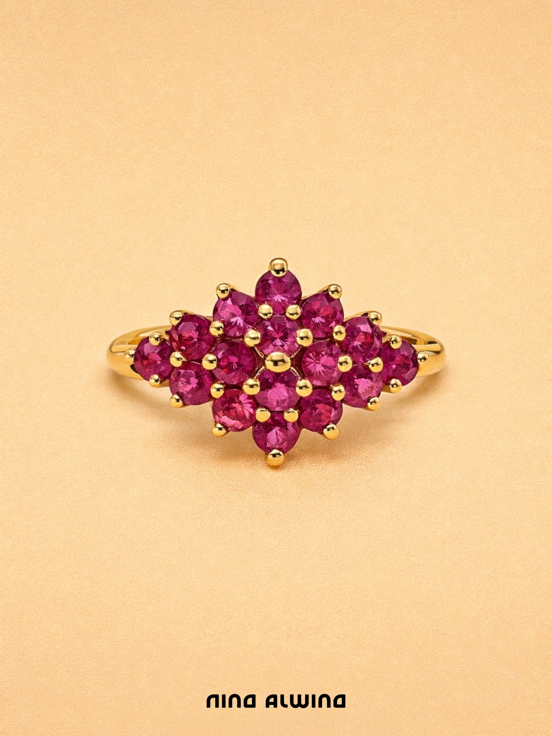 #655 9k Ring mit 16 Rubinen - RG 56