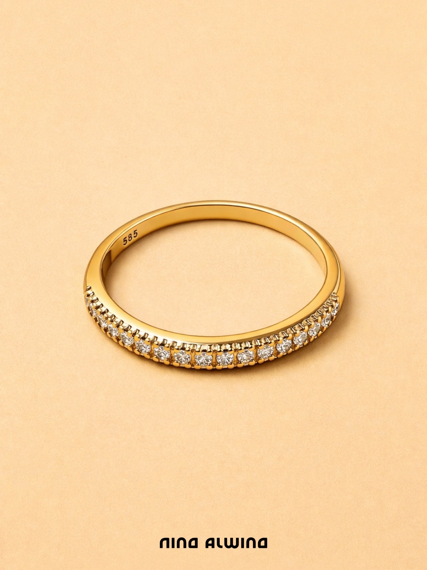 #660 14k Ring mit 17 Diamanten - RG 56,5