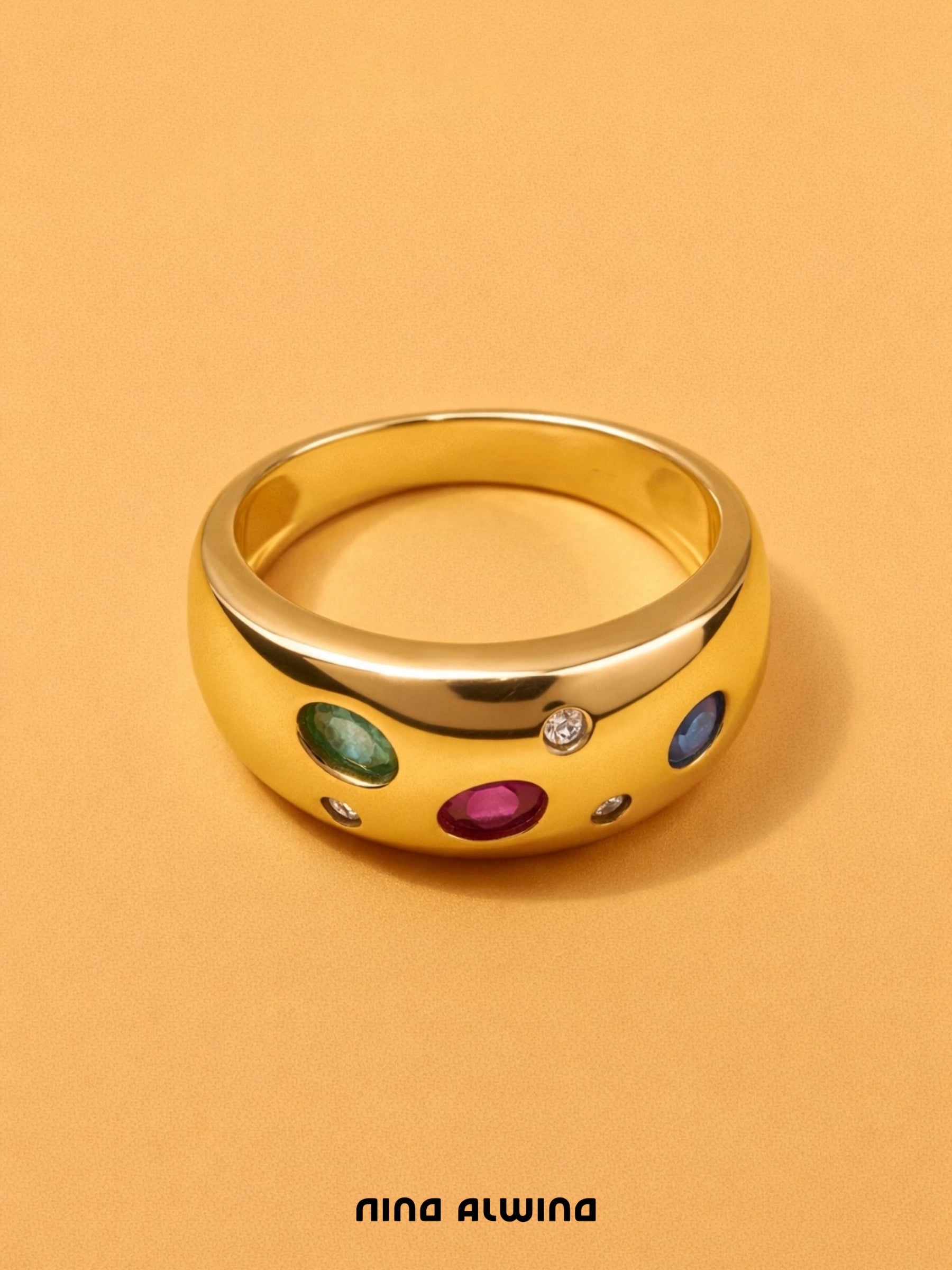 #683 8k RIng mit Saphir, Rubin, Smaragd - RG 50.5