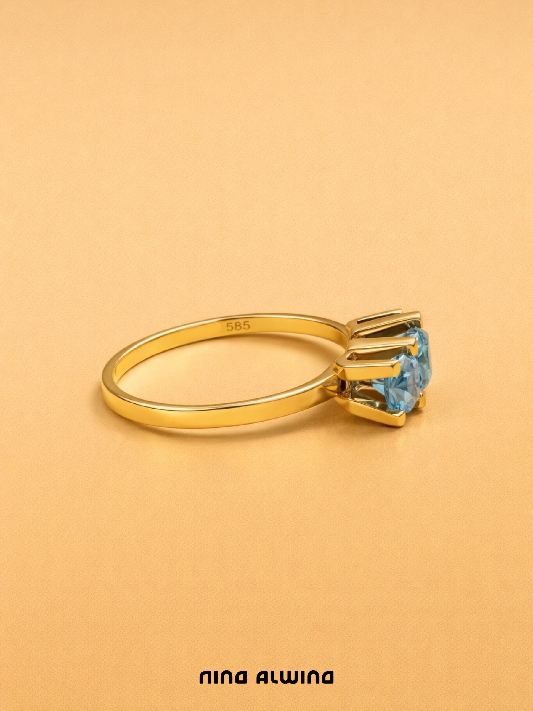 #712 14k Ring mit Blautopas- RG 57