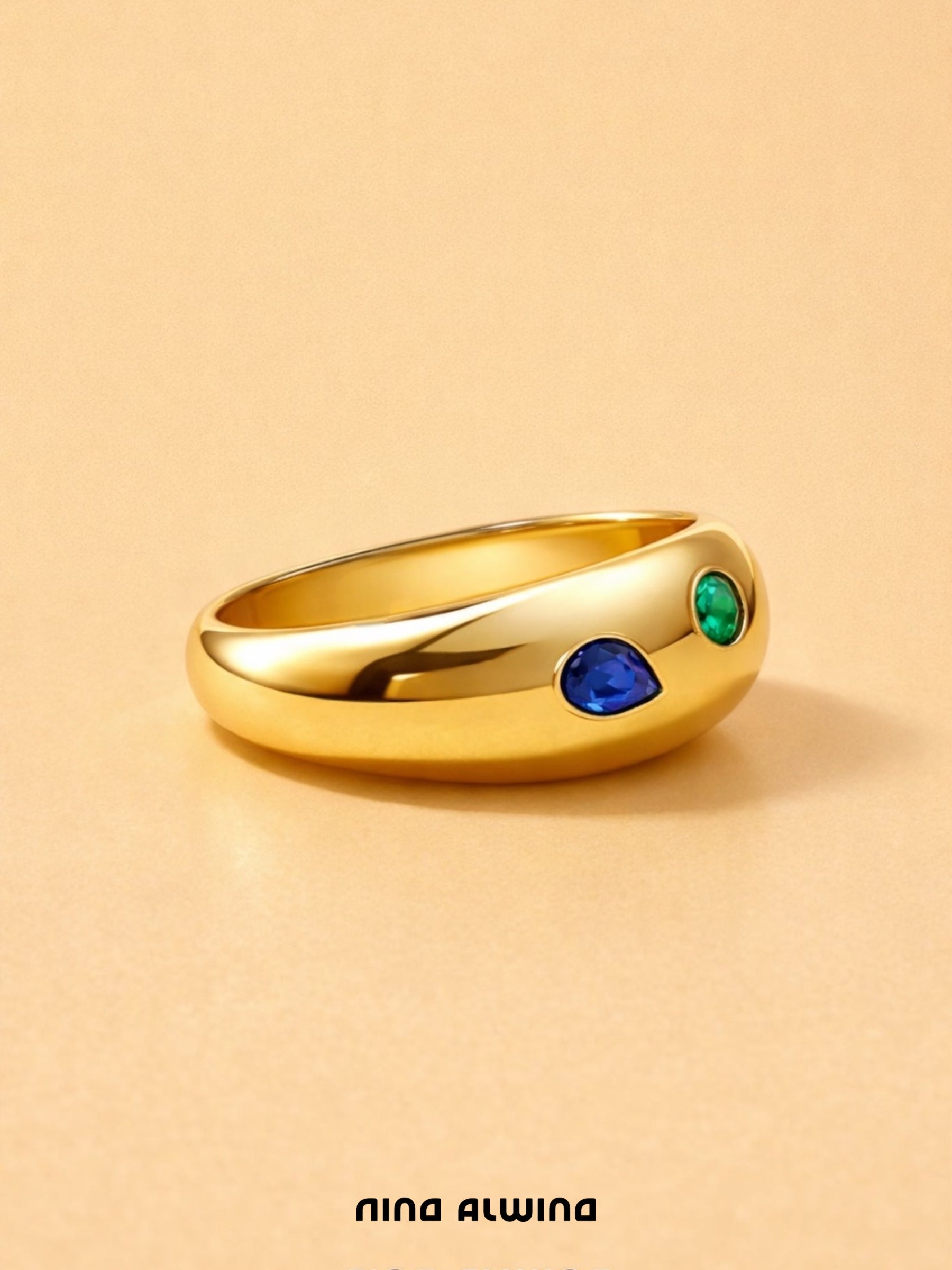 #728 8k Ring mit Smaragd, Rubin & Saphir - RG 54