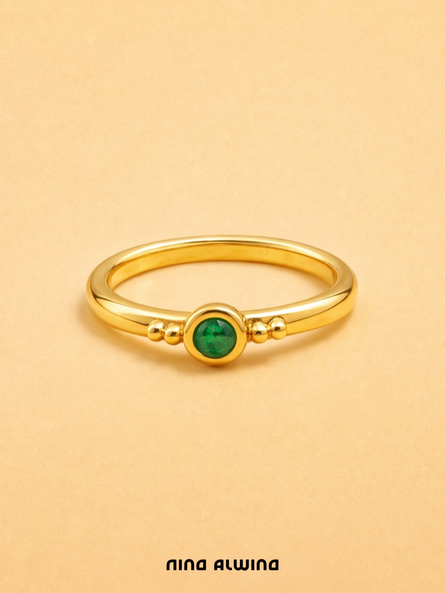 #703 Massiver 8k Ring mit Smaragd - RG 50,5