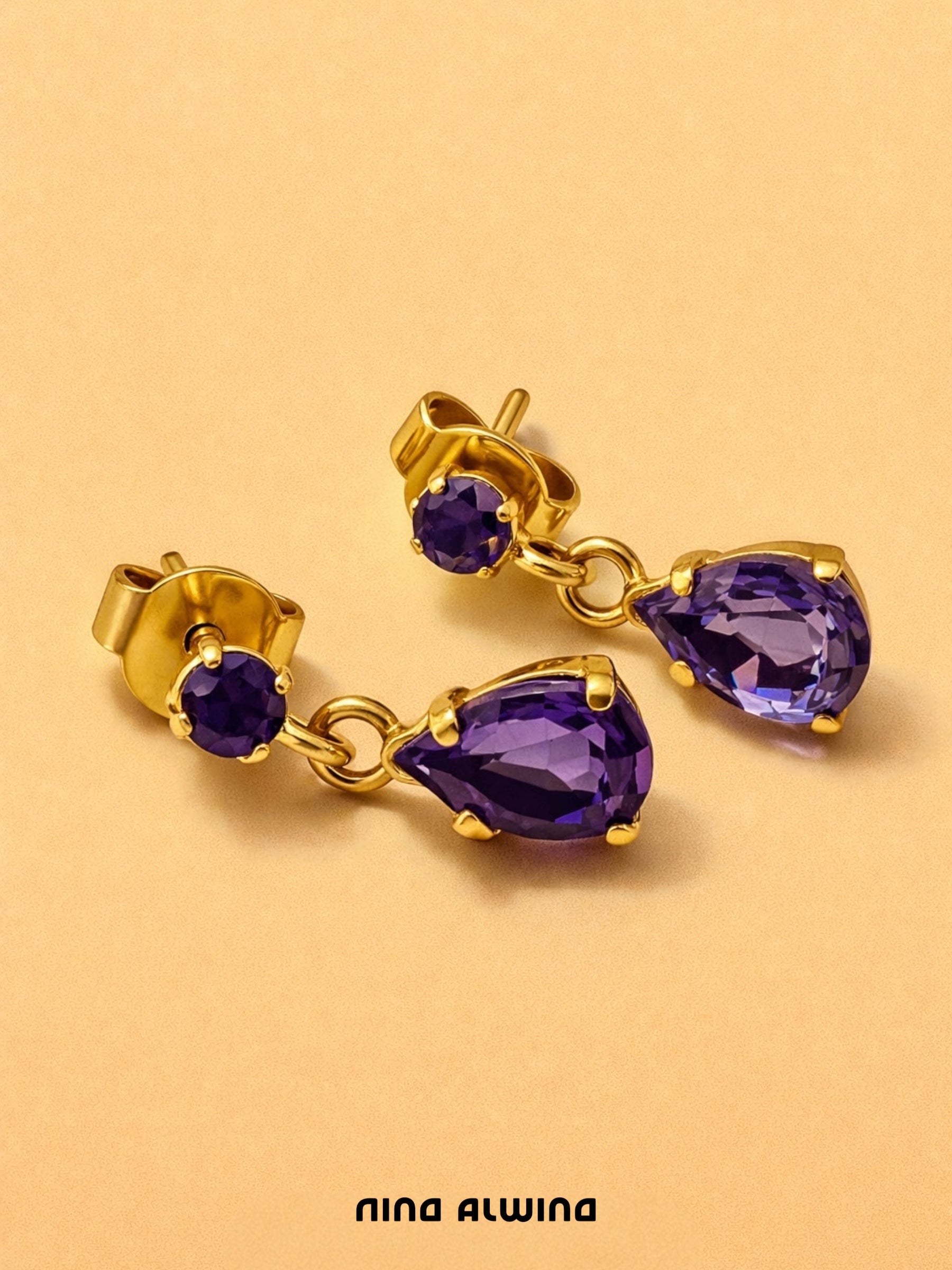 #737 8k Ohrringe mit Amethyst - 1,6cm