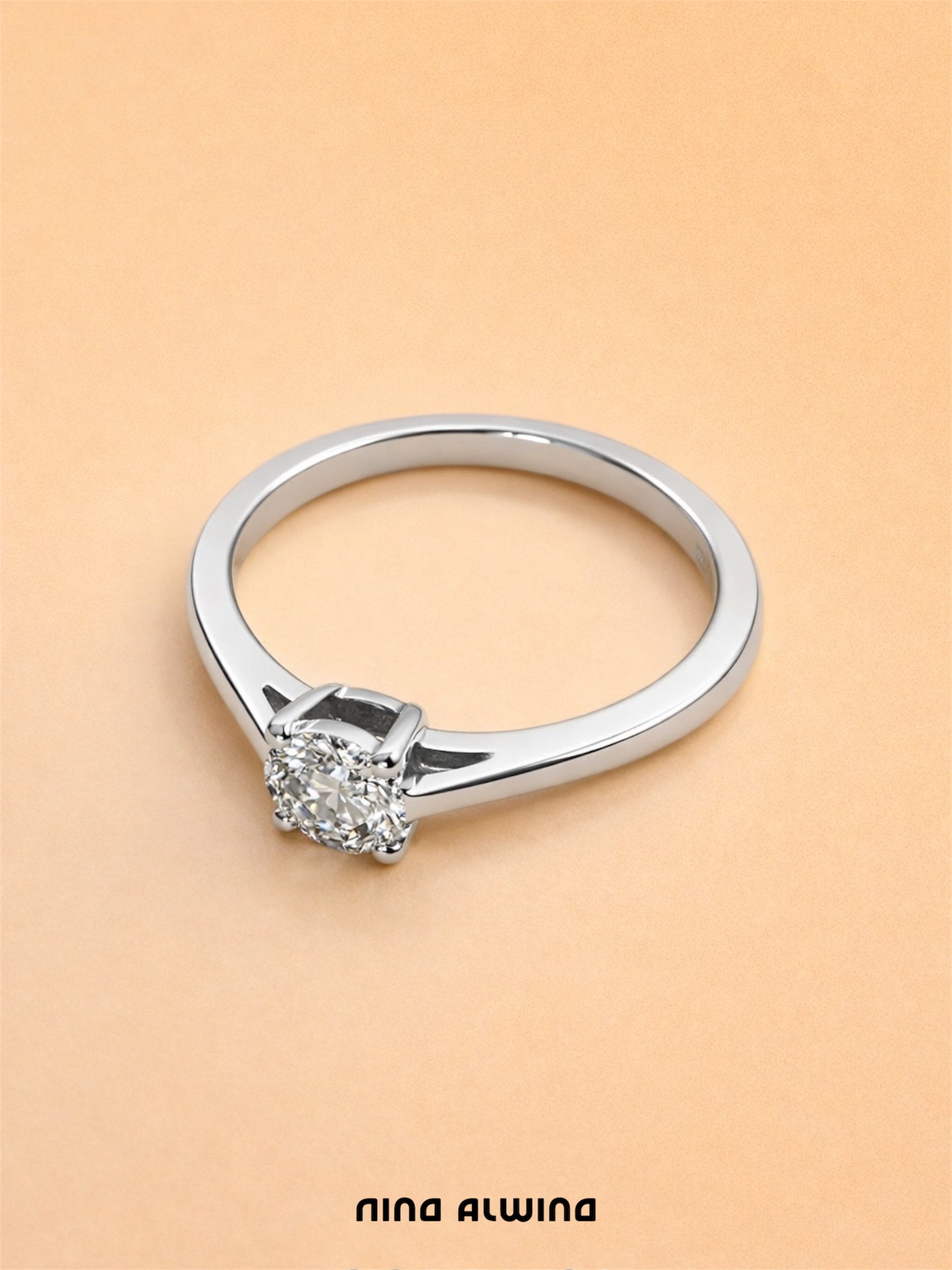 #742 14k Ring Weißgold mit Diamanten - RG 47