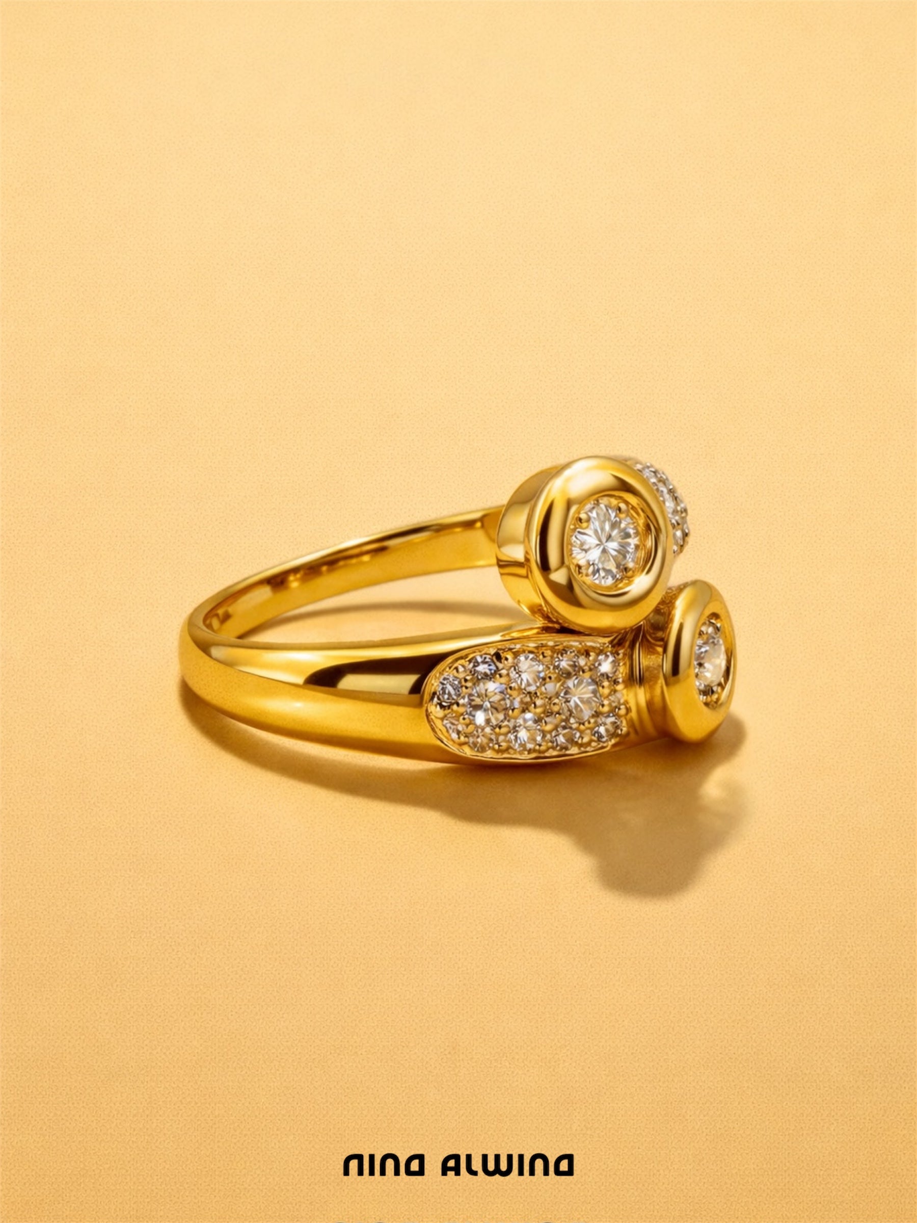 #755 14k Ring with 10 Diamonds - Ring Size 58