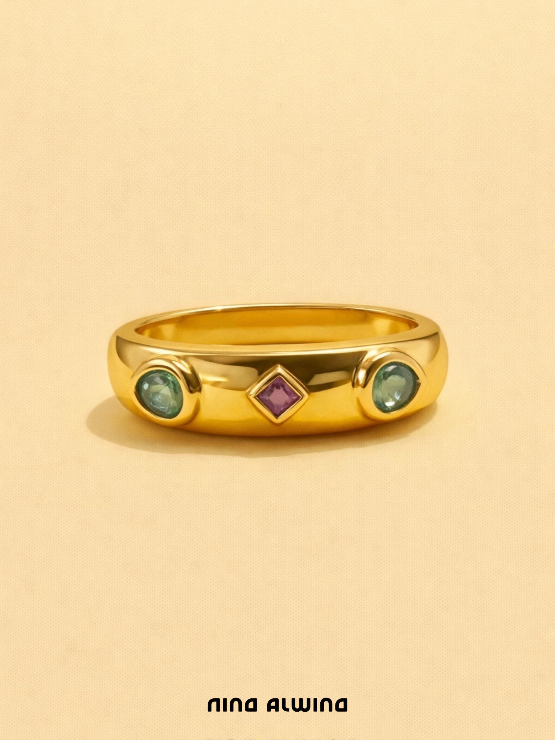 #798 8k Ring mit Smaragd & Rubin - RG 58