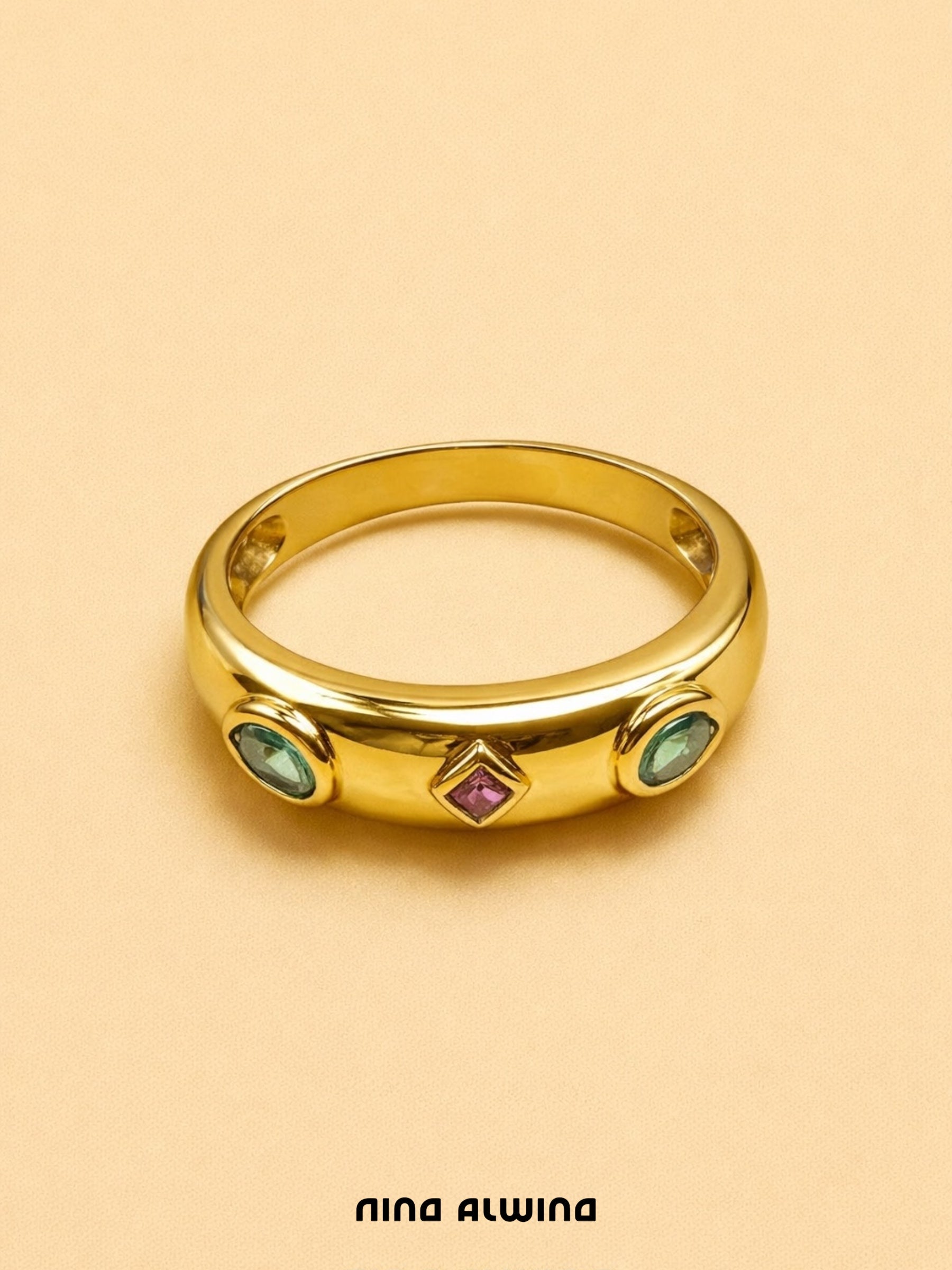 #798 8k Ring mit Smaragd & Rubin - RG 58