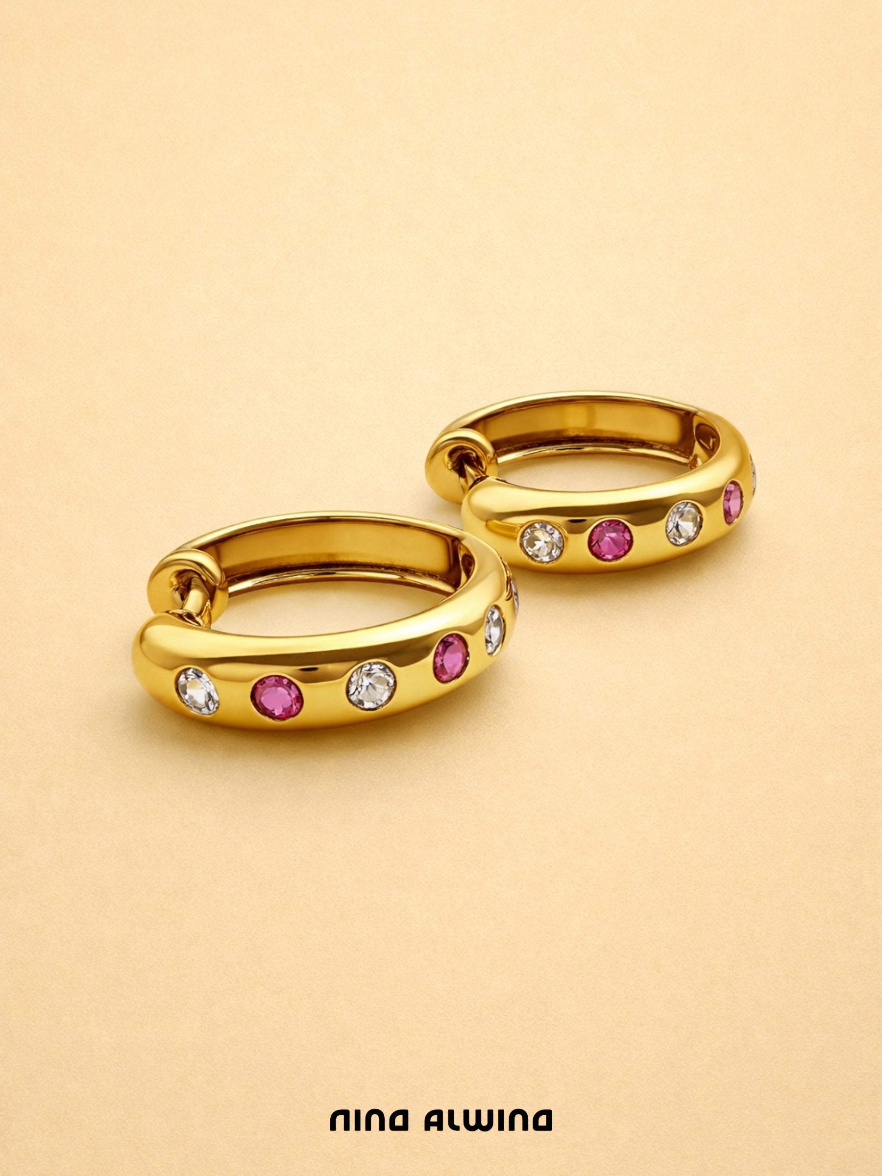 #833 8k Ohrringe mit Rubin & Zirkon - 1.6cm