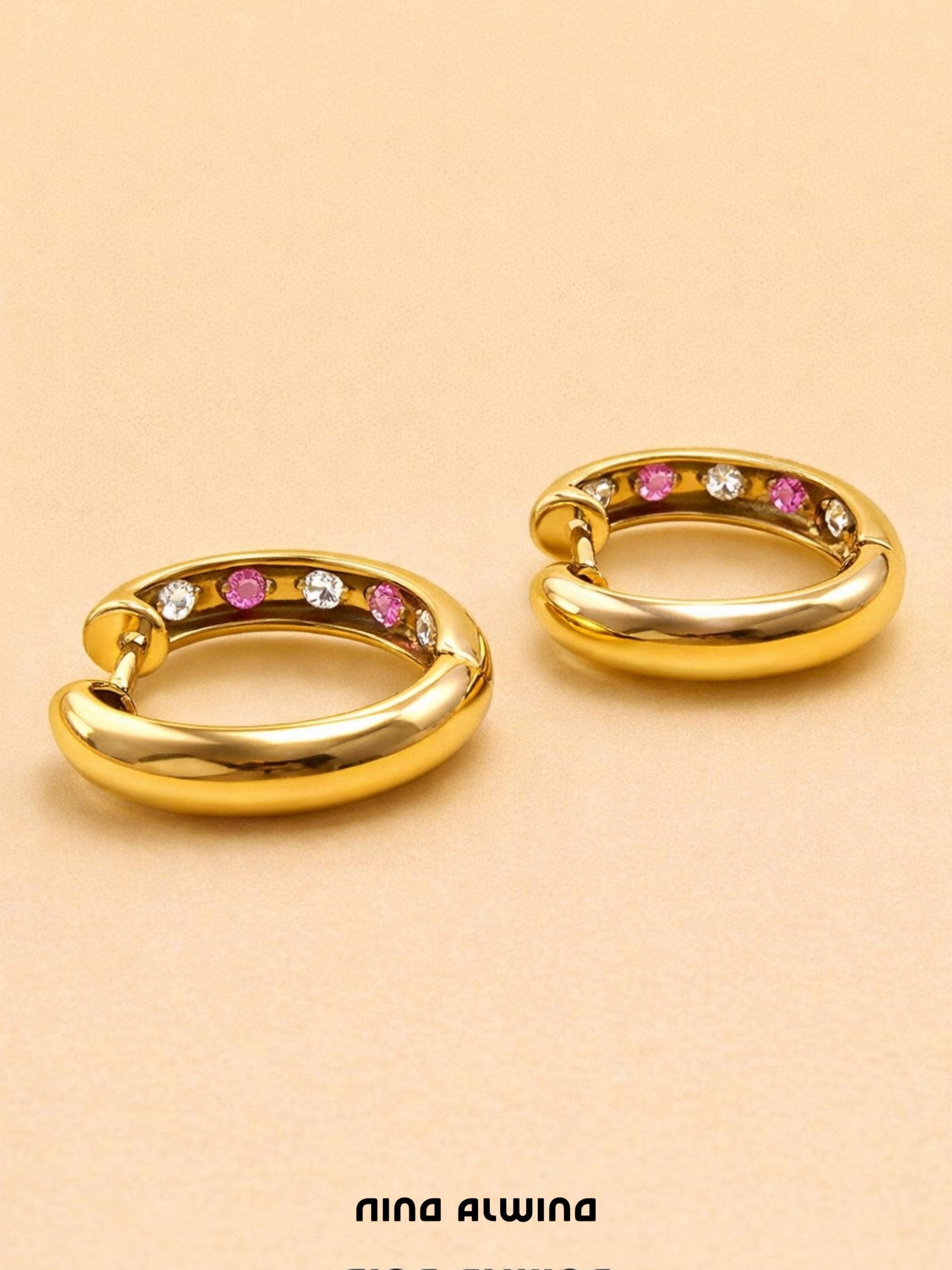 #833 8k Ohrringe mit Rubin & Zirkon - 1.6cm