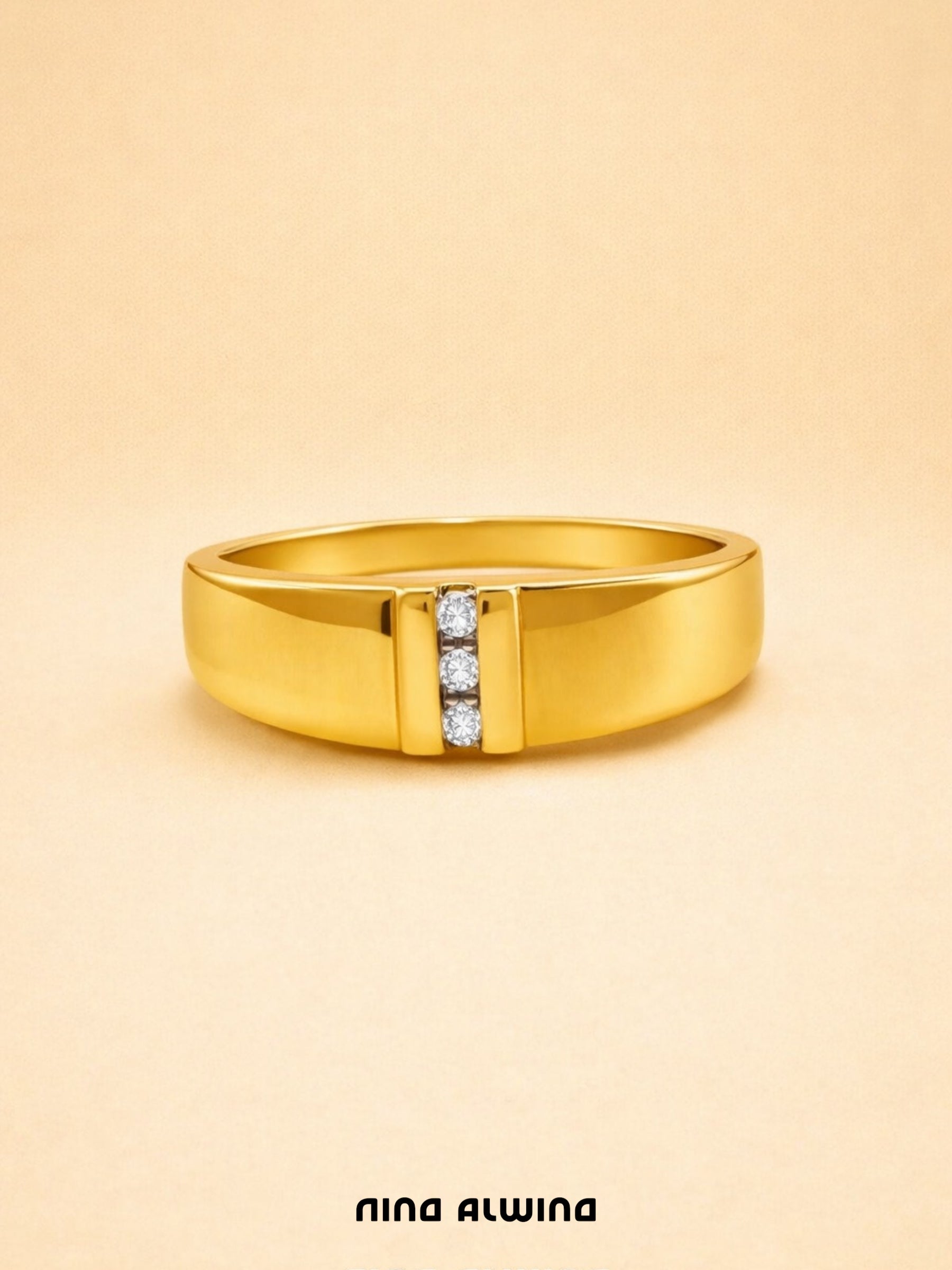 #811 8k Ring mit 3 Diamanten - RG 60