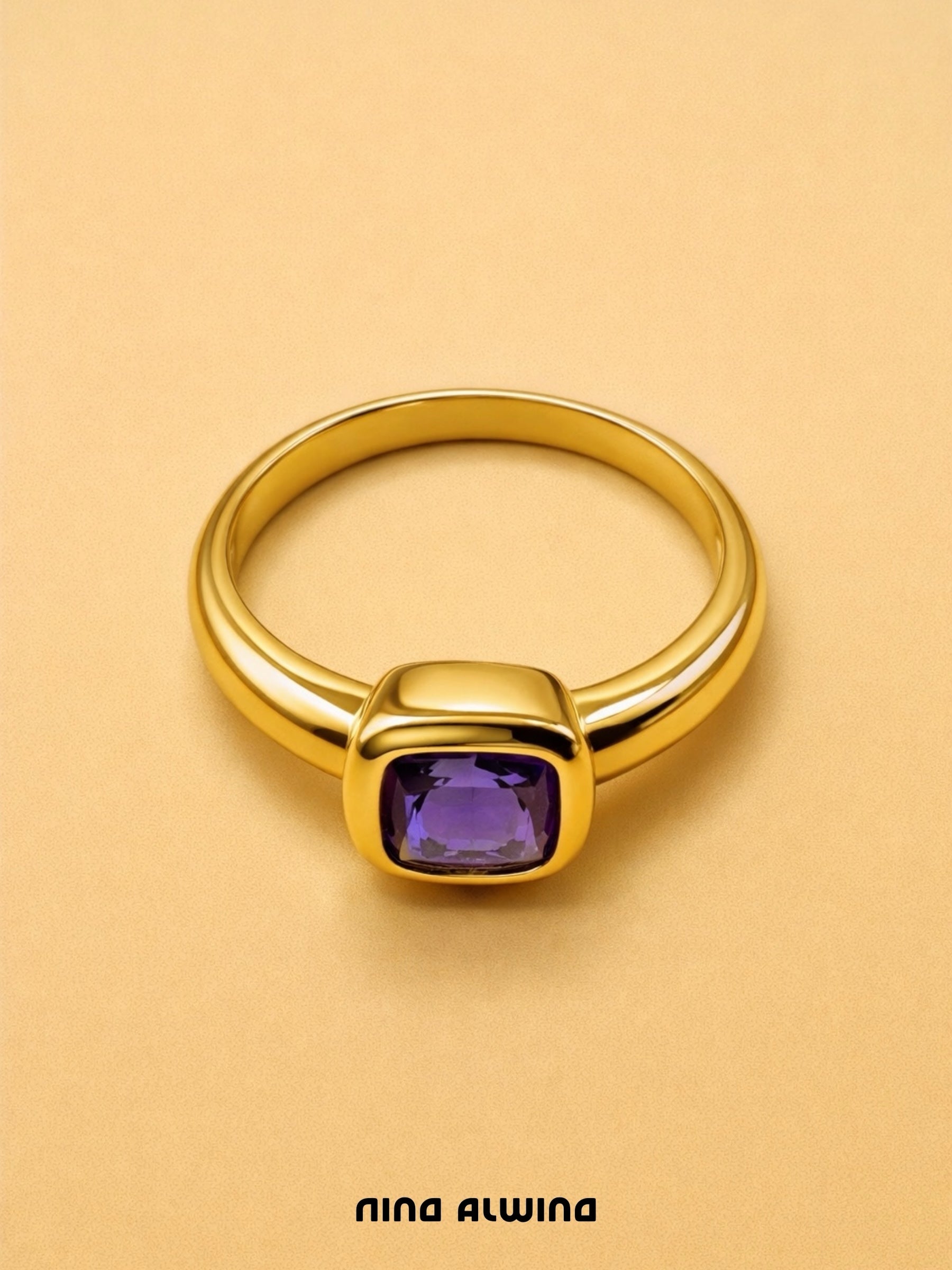 #840 Massiver 8k Ring mit Amethyst - RG 55