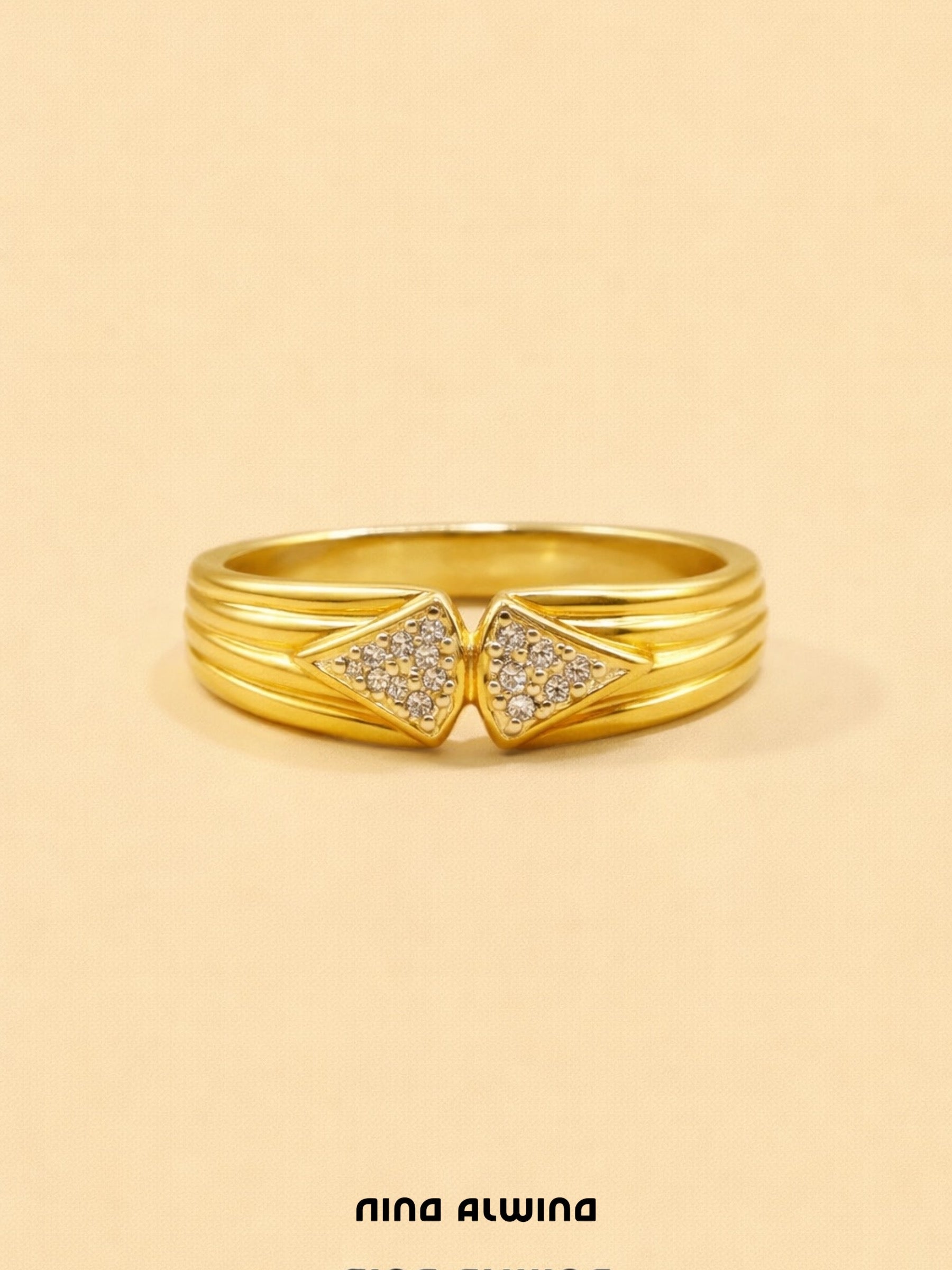 #843 Massiver 8k Ring mit 6 Diamanten - RG 56