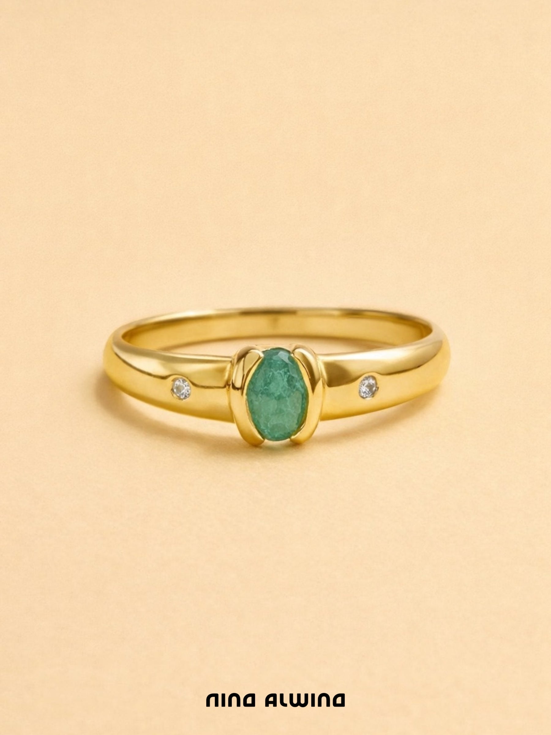 #864 8k Ring mit Smaragd & Diamant - RG 58