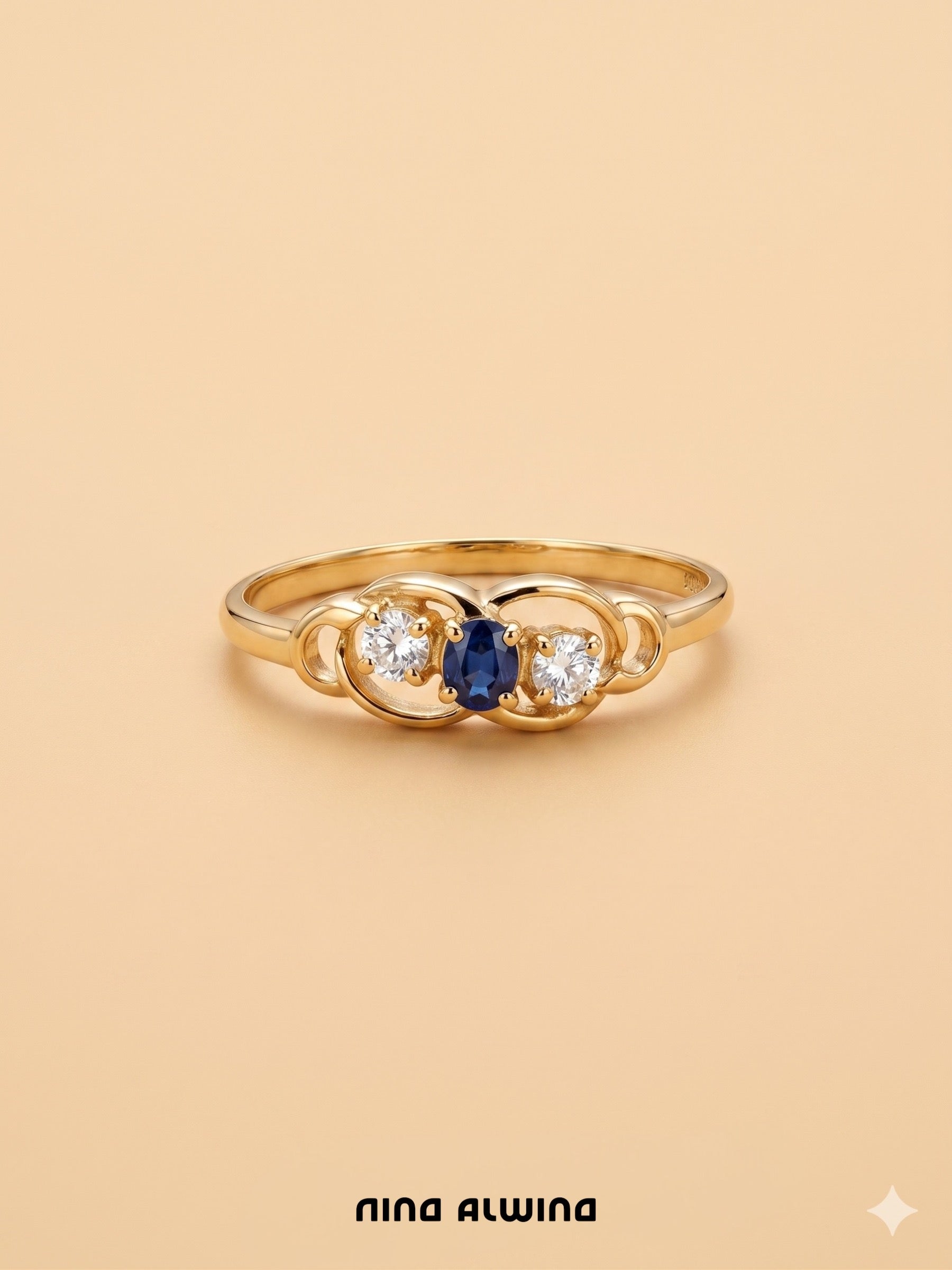 #957 14k Ring mit Saphir & Zirkon - RG 55