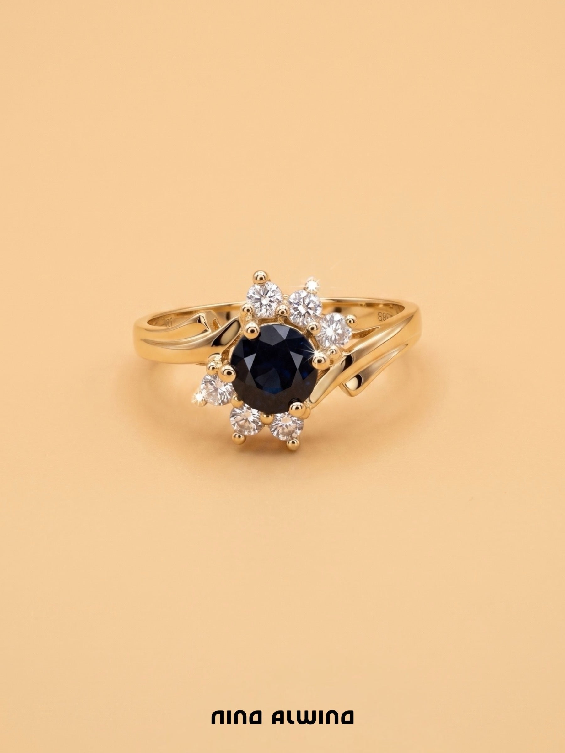 #1044 14k Ring mit Saphiren - RG 56