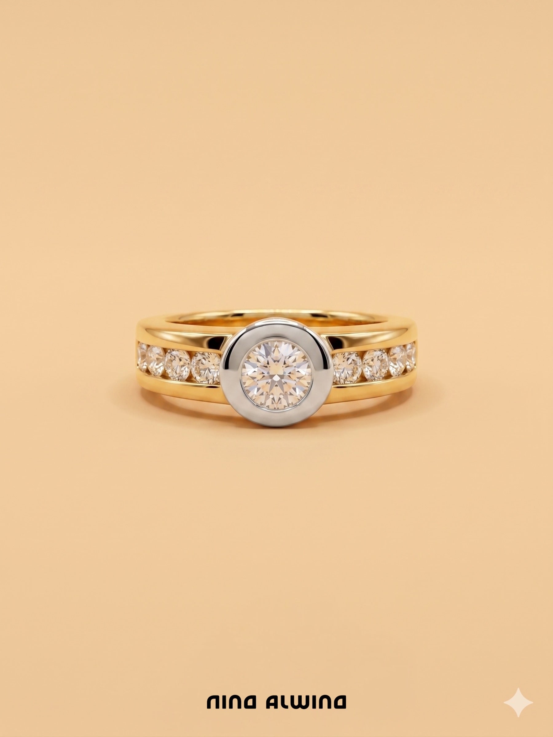 #1058 Sehr massiver 14k Ring mit Diamanten (0,5ct.) - RG 54
