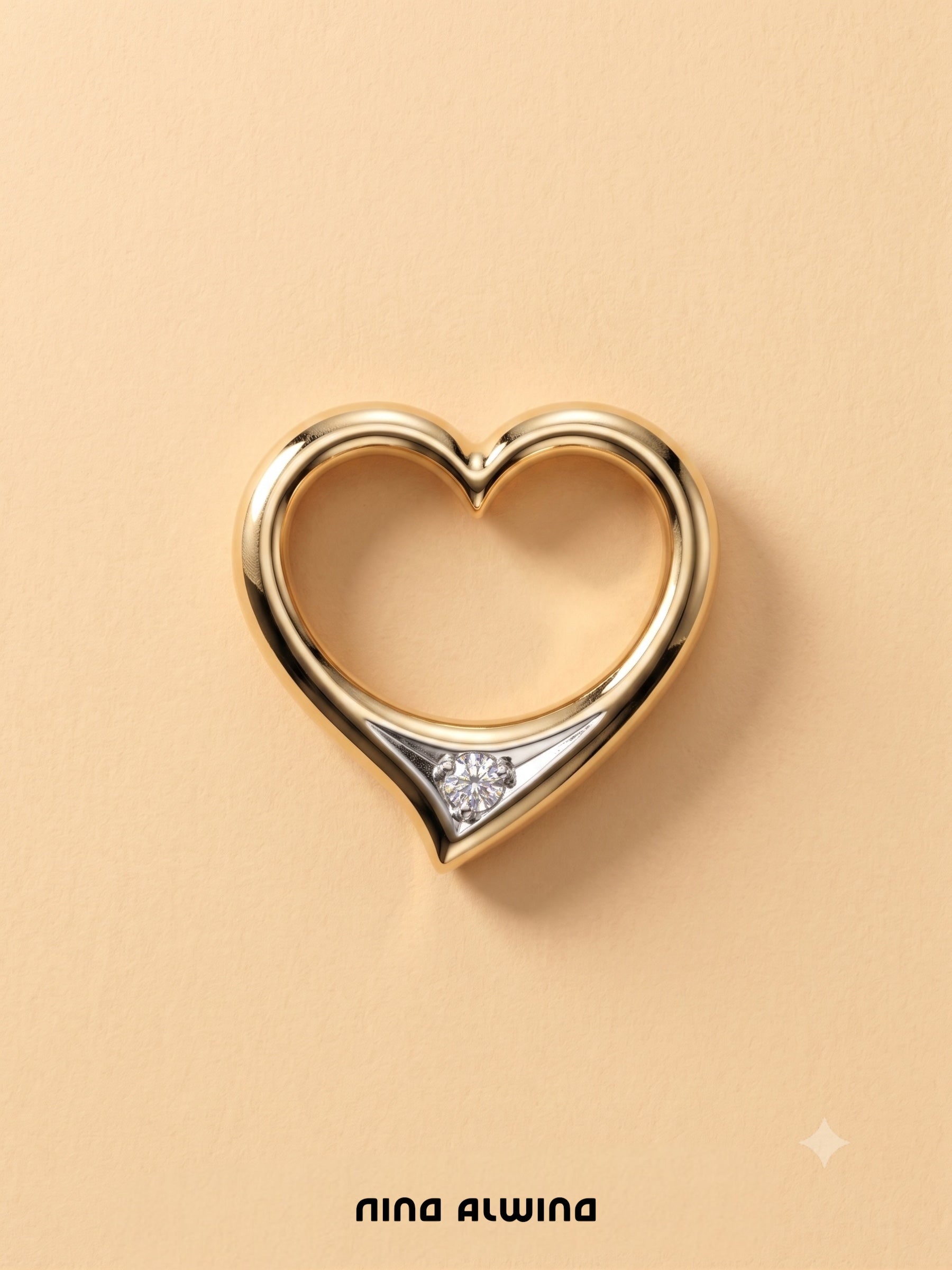 #1082 8k Anhänger Herz mit Diamant - 1.5cm