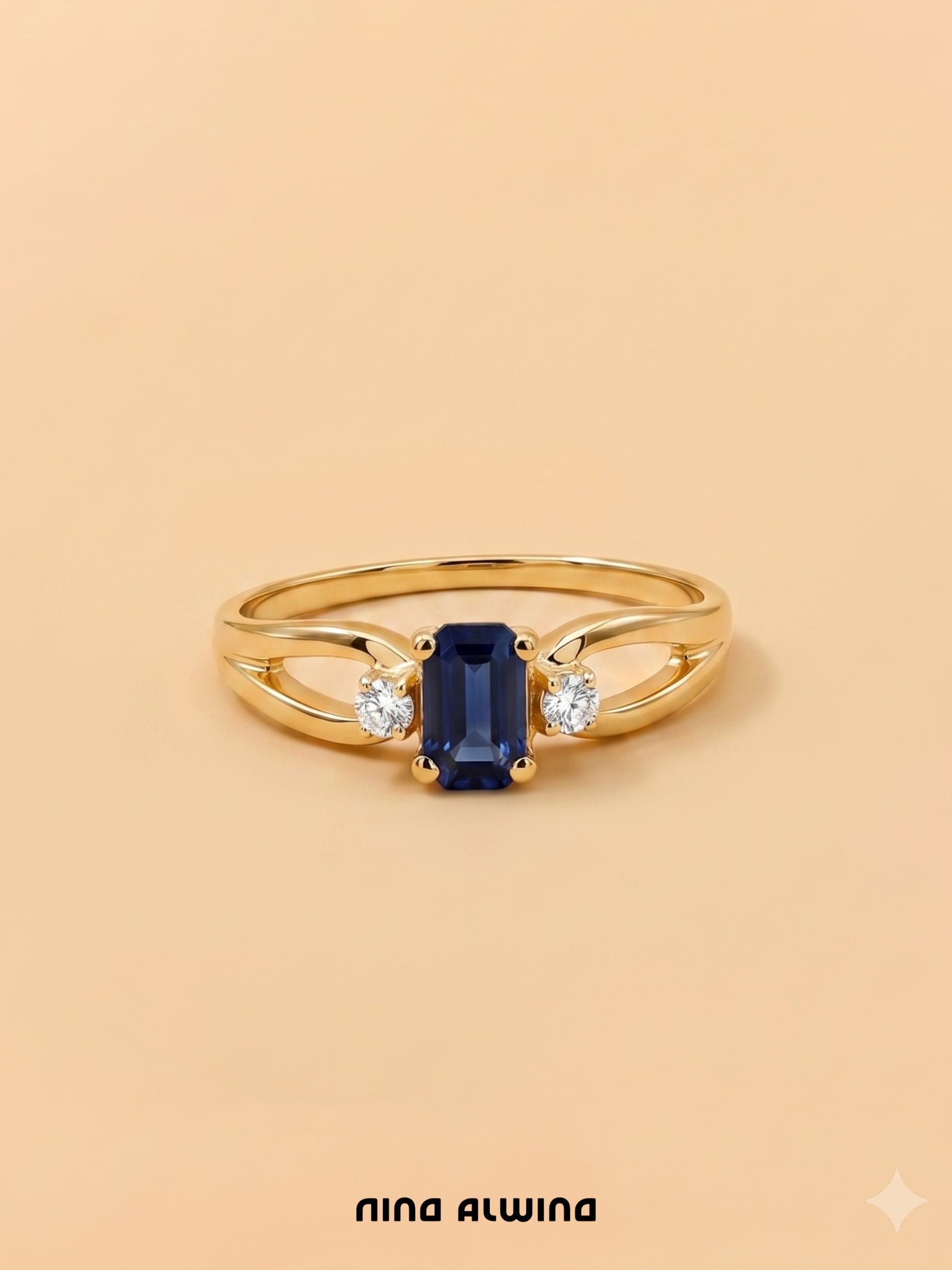 #1220 14k Ring mit Saphir & Diamanten - RG 48