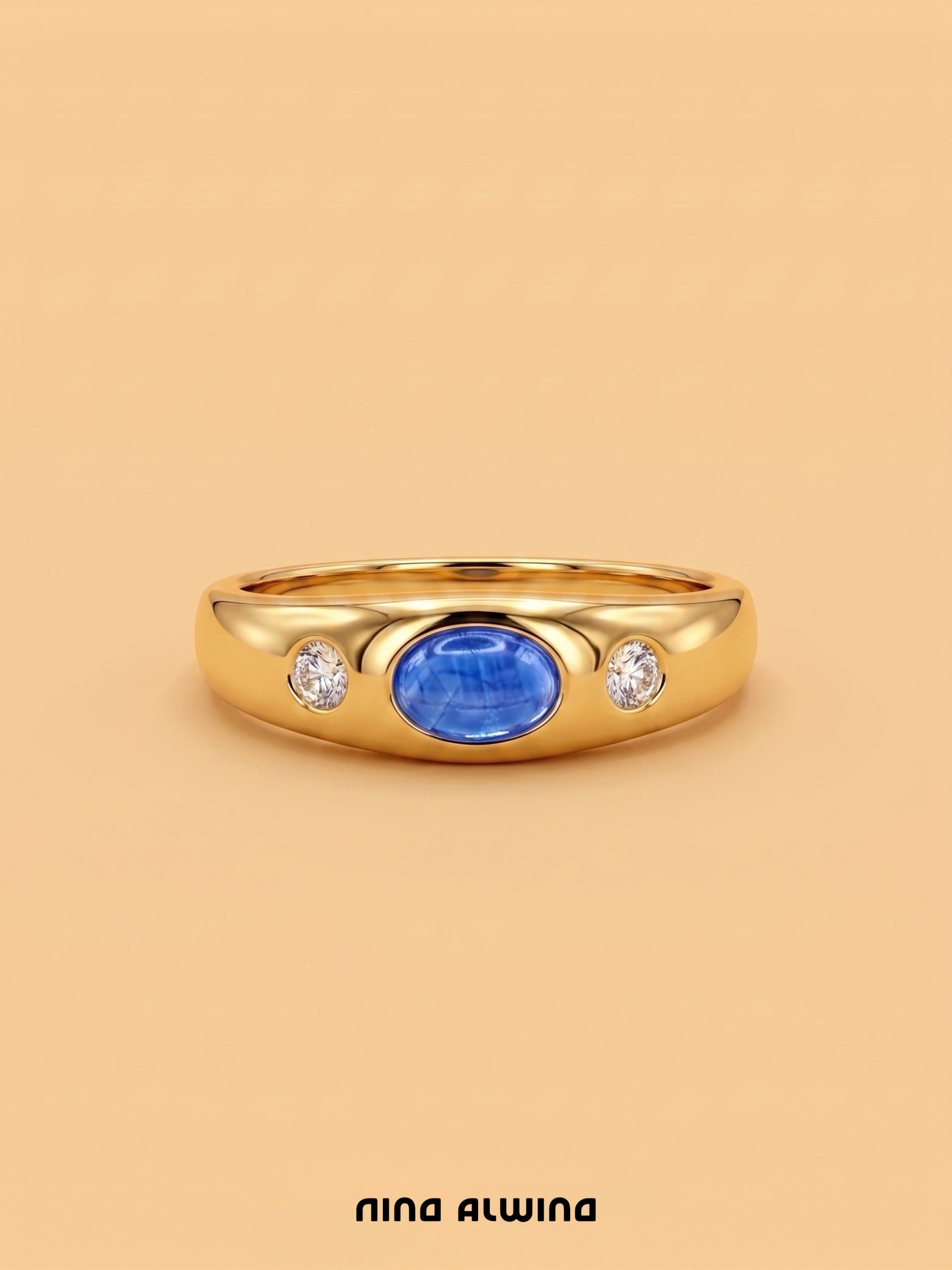 #1315 14k Ring mit Saphir & 2 Diamanten - RG 52