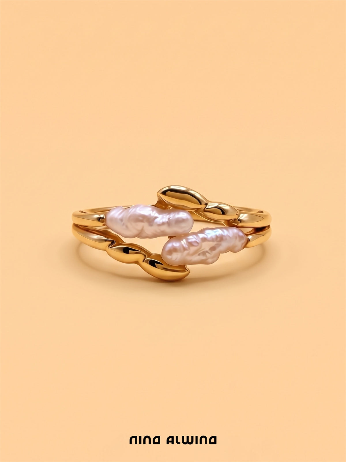 #1396 Solid 8k Ring with Pearls - Ring Size 53
