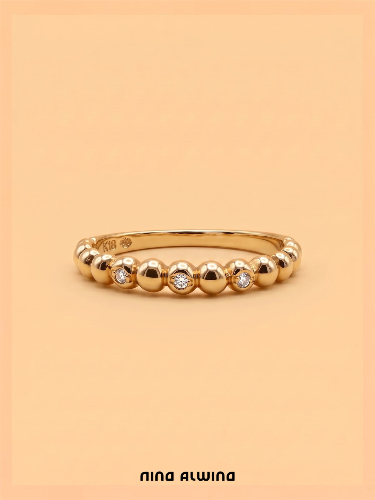 #1386 18k Ring mit 3 Diamanten - RG 50
